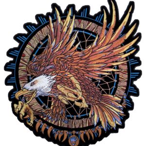 Indian dream catcher with bald eagle biker patch