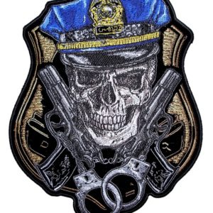 Biker patch skull with cop hat